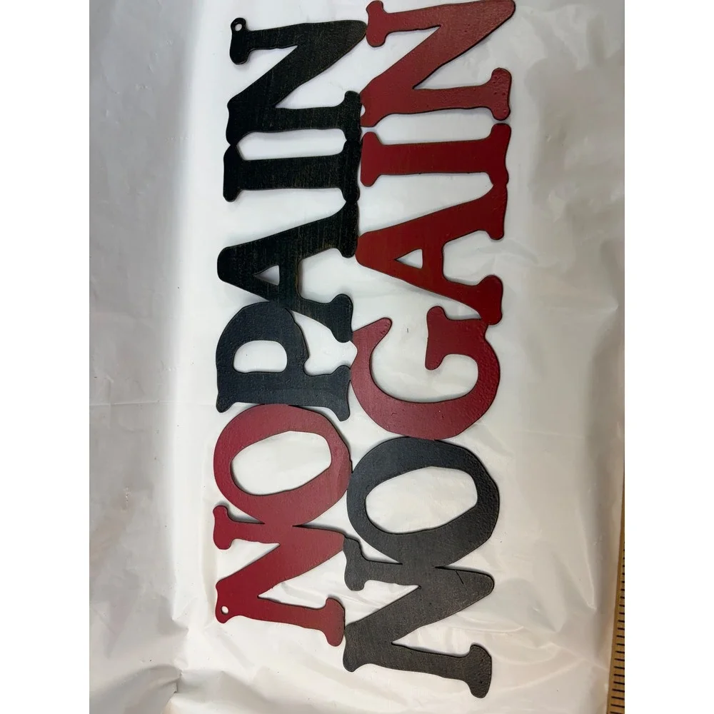 No Pain No Gain Metal Wall Art Sign Gym Decor Red Black Distressed 11.5x5.5